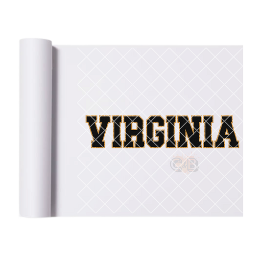 Virginia black font DTF film t shirt transfer