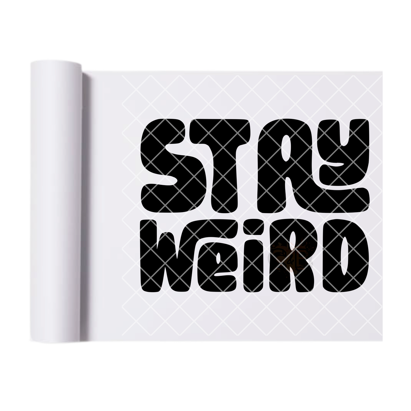 Stay weird black font DTF film t shirt transfer