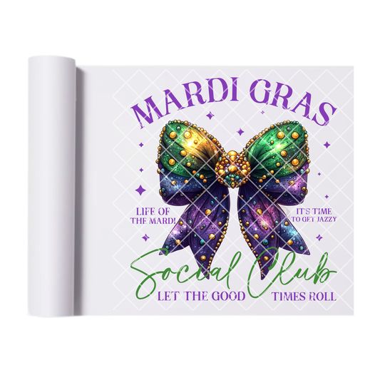 Mardi Gras social club DTF film t shirt transfer