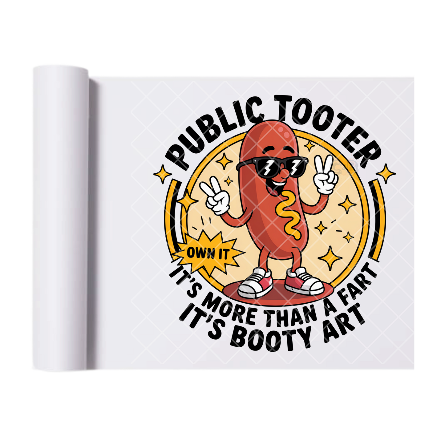 Public Tooter - Ready To Press Print Transfer for Apparel, Cotton, Polyester & Blends - High-Quality Print- Commercial Grade