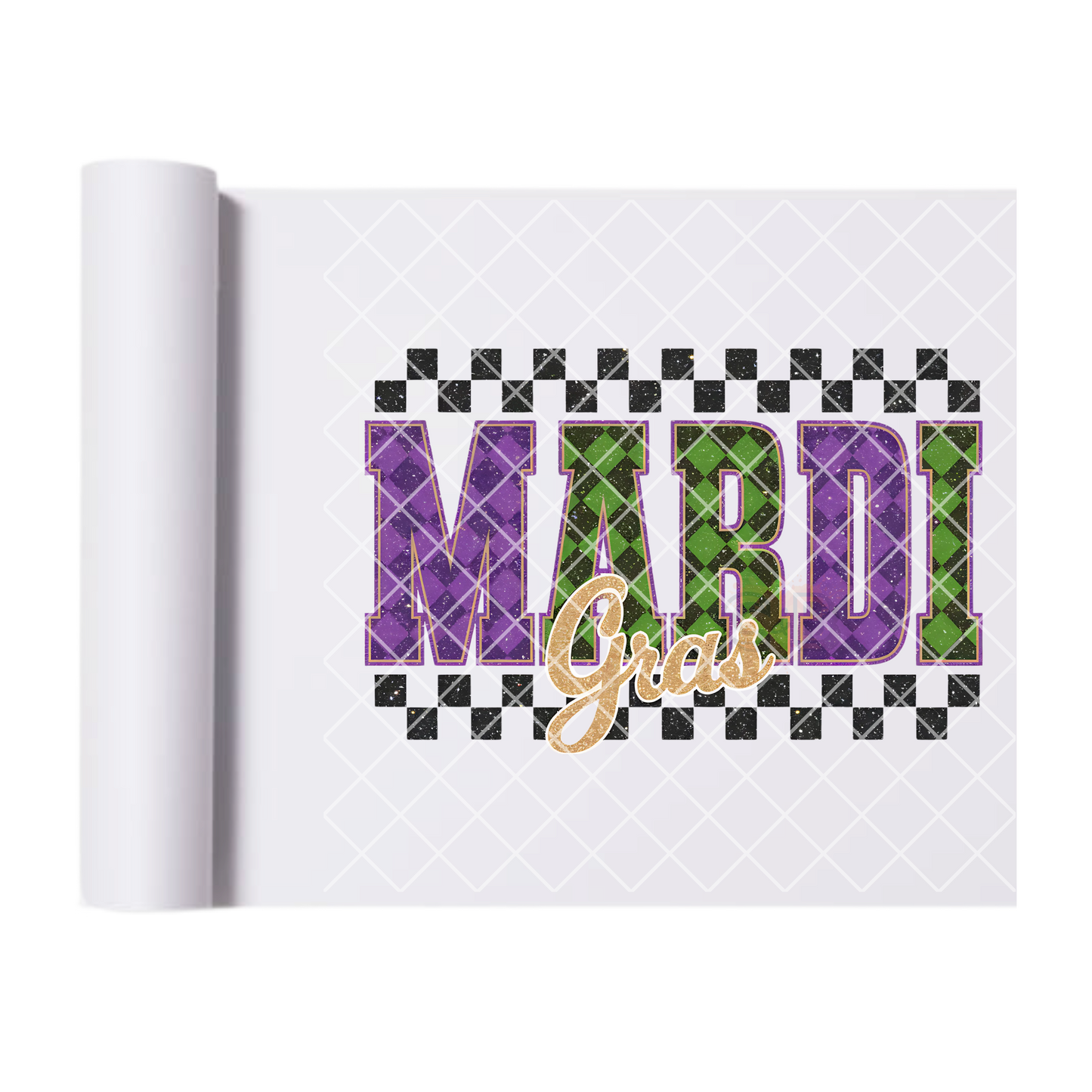 Checkered Mardi Gras DTF film t shirt transfer