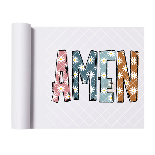 Amen daisy pattern DTF film t shirt transfer