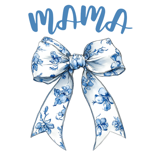 Blue and white mama bow PNG