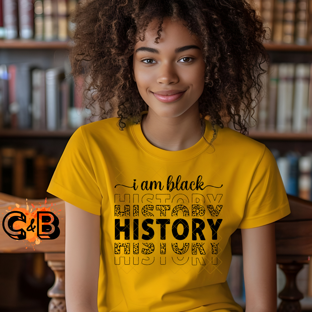 I am black history cursive DTF transfers for T-shirts