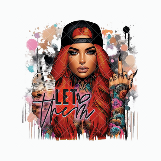 Let Them Babe Orange Hair PNG File