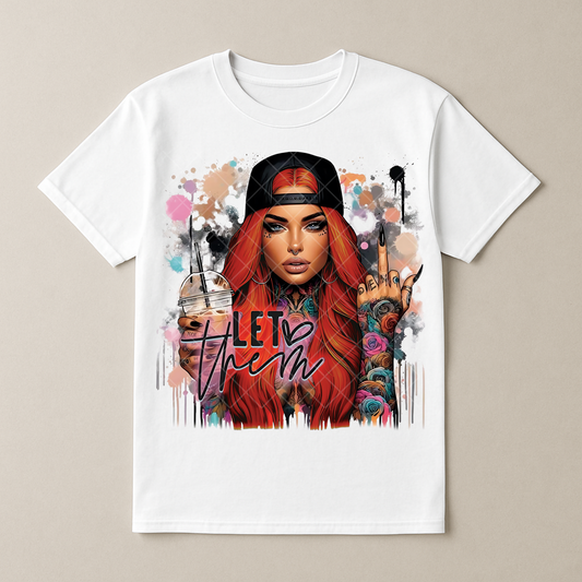 Let Them Babe Orange Hair - Premium Graphic T-Shirt for Casual Wear