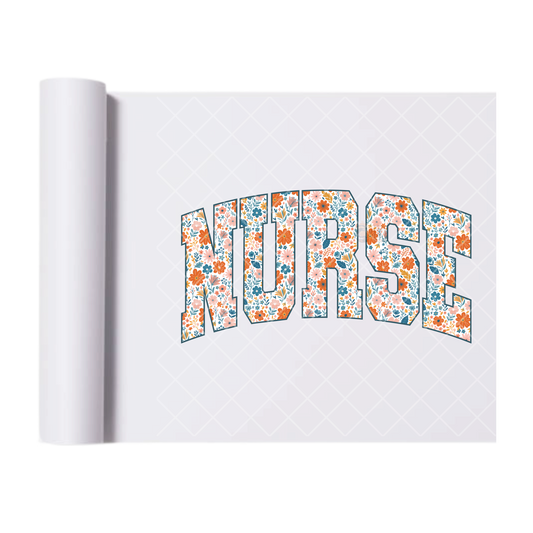 Nurse Flowers - Direct Print Film Transfer for T-Shirts, Cotton, Polyester & Blends - High-Quality Print