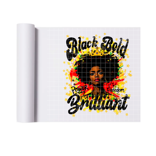 Black Bold Brilliant DTF transfers for T-shirts