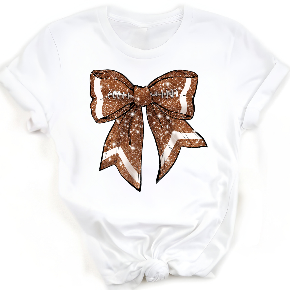 Football Glitter Bow - Premium Graphic T-Shirt for Casual Wear