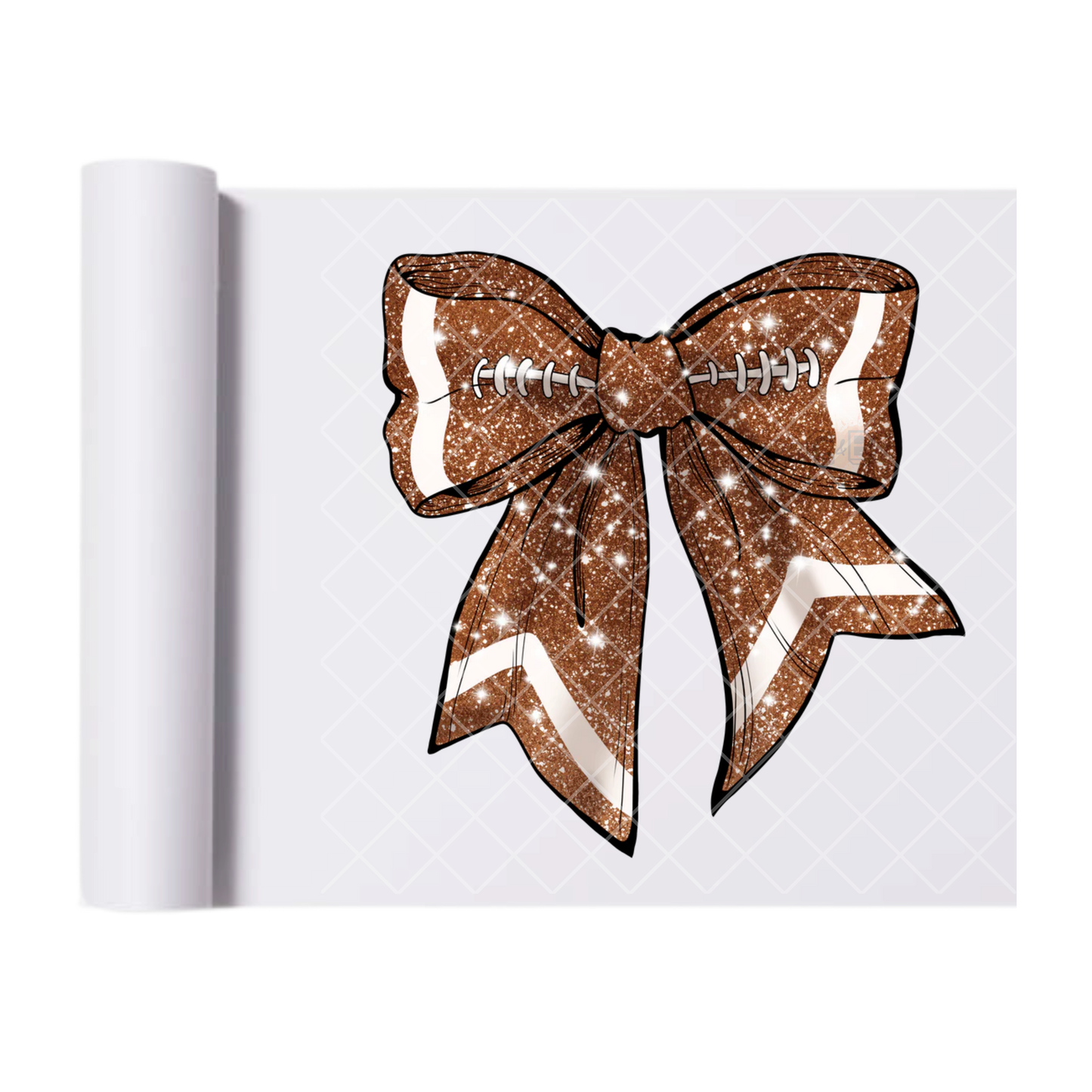 Football Glitter Bow - Direct Print Film Transfer for T-Shirts, Cotton, Polyester & Blends - High-Quality Print