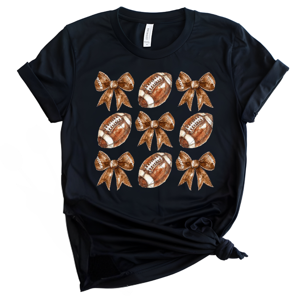 Footballs and Bows - Premium Graphic T-Shirt for Casual Wear
