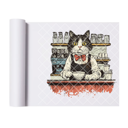 Cat bartender DTF transfer-high quality transfer for printing