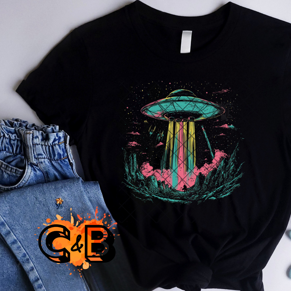 Spaceship comic style DTF transfer-high quality transfer for printing