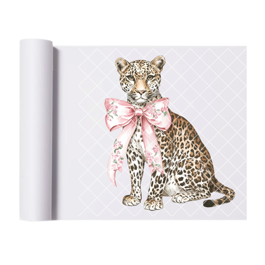 Cheetah with pink bow DTF transfer-high quality transfer for printing