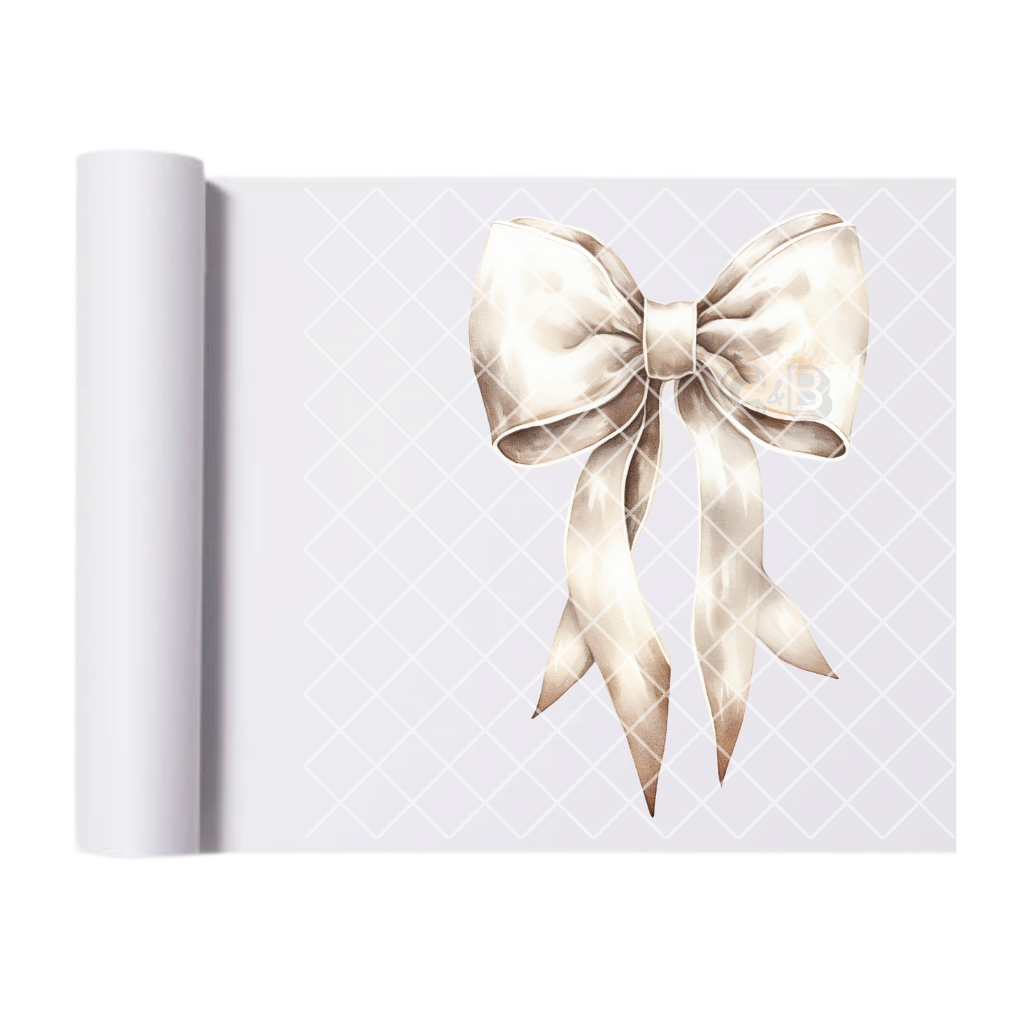 White bow illustration DTF transfer-high quality transfer for printing