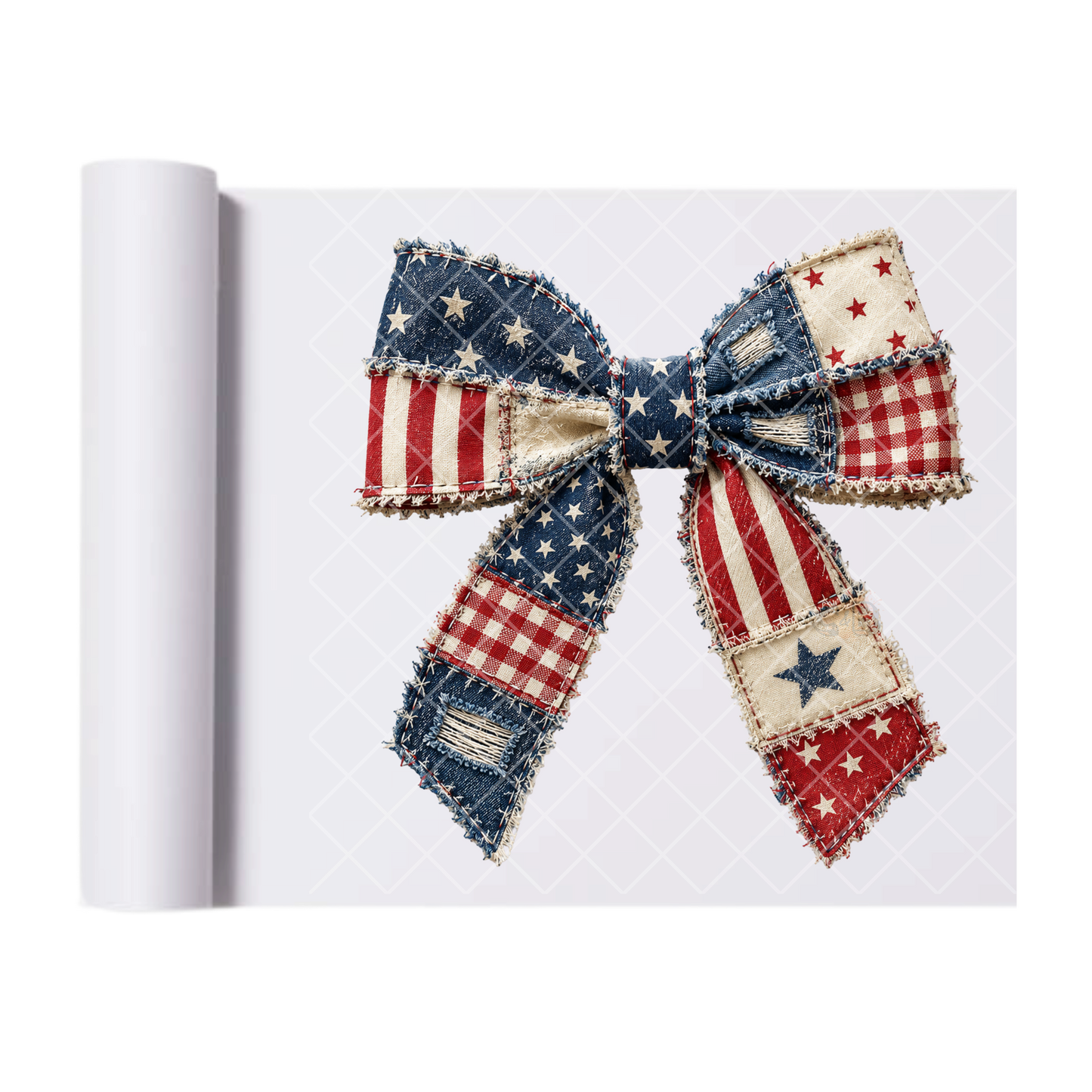 Patchwork American Bow - Direct Transfer Print, Ready To Press For T-Shirts, Cotton, Polyester & Blends - Tshirt Business Quality