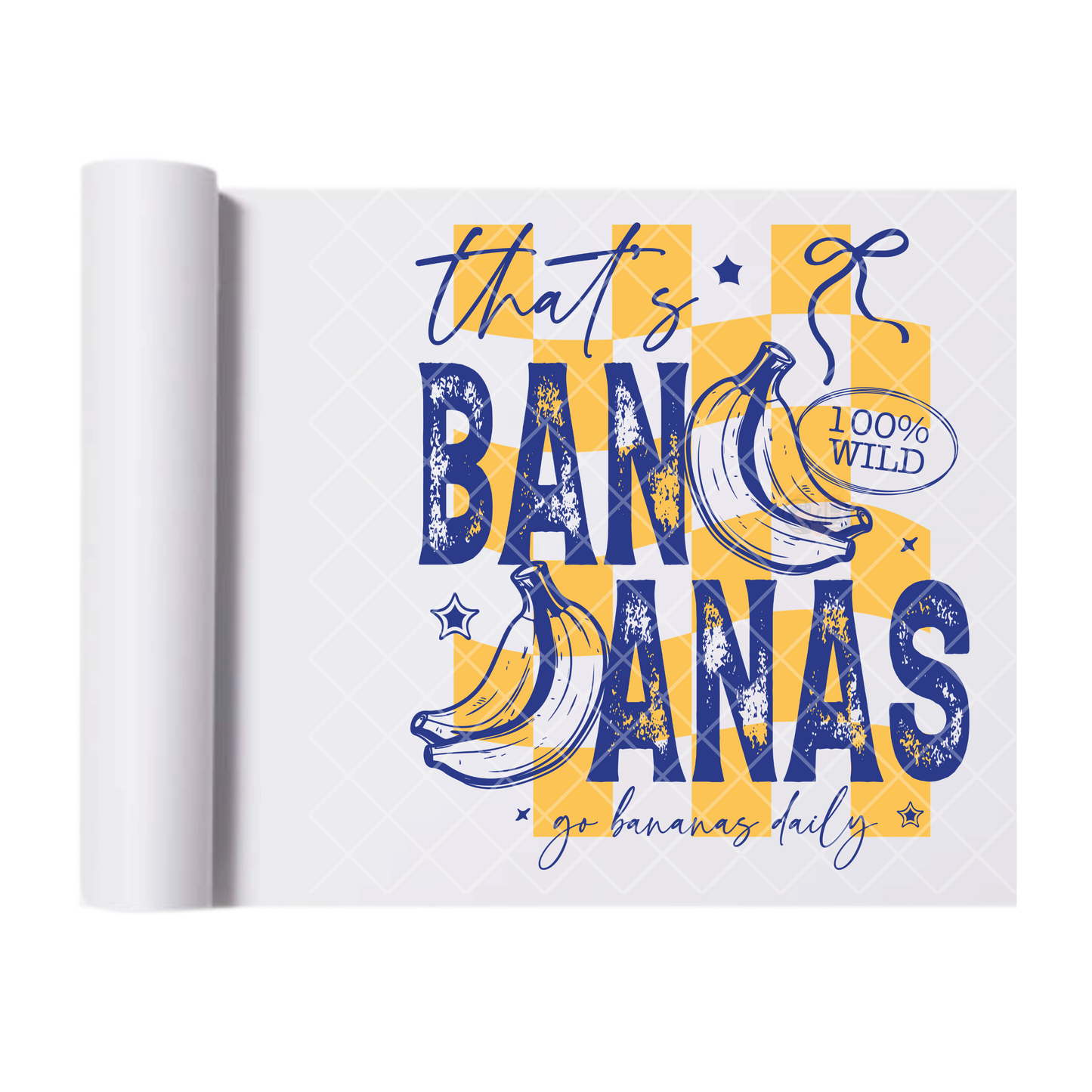 That's Bananas Checkered - Ready To Press Print Transfer for Apparel, Cotton, Polyester & Blends - High-Quality Print- Commercial Grade