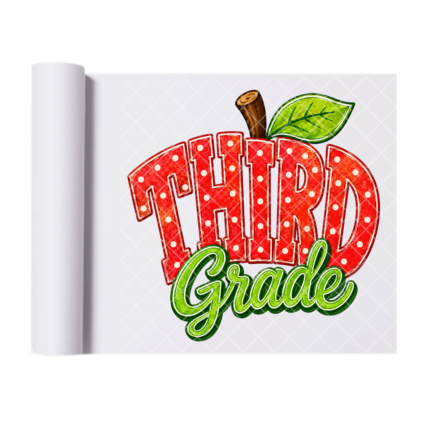 Third Grade Apple - Direct Print Film Transfer for T-Shirts, Cotton, Polyester & Blends - High-Quality Print