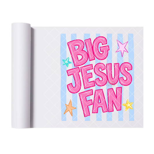 Big Jesus Fan Lines - Direct-To-Film Heat Transfer for T-Shirts, Cotton, Polyester & Blends - High-Quality Print