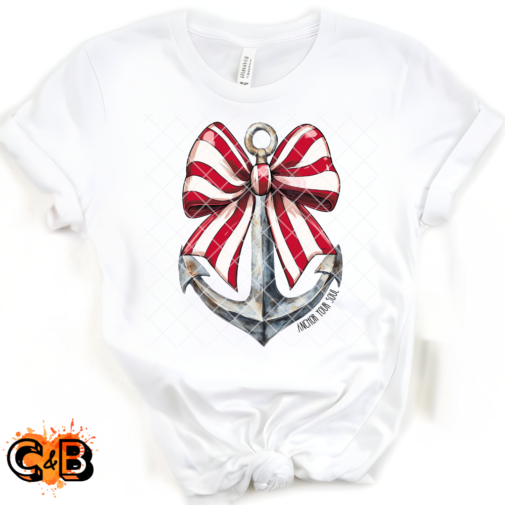Sailor Anchor with Stripe Bow PNG