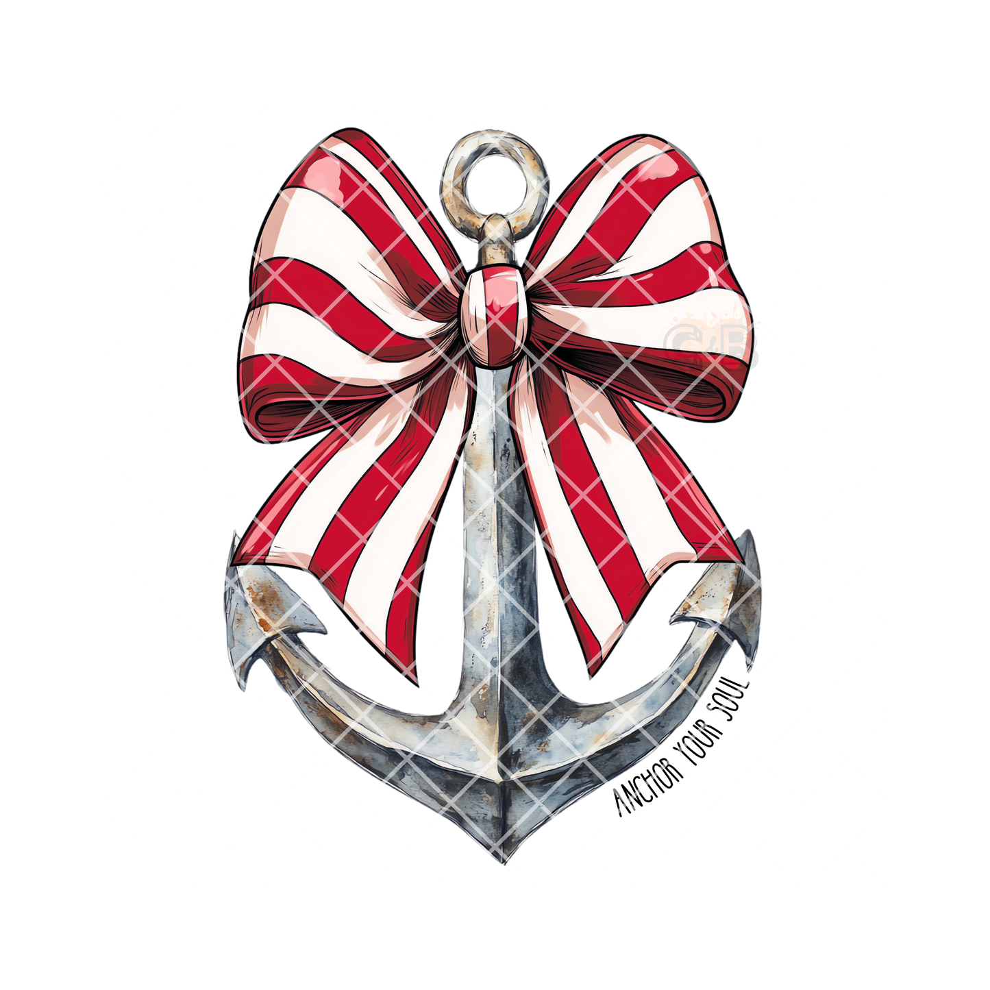 Sailor Anchor with Stripe Bow PNG