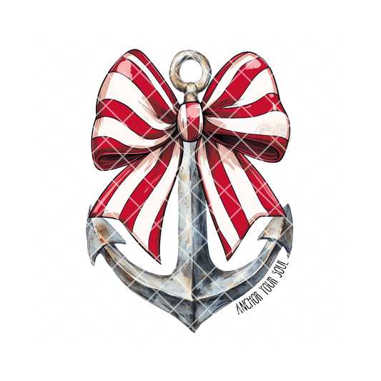 Sailor Anchor with Stripe Bow PNG