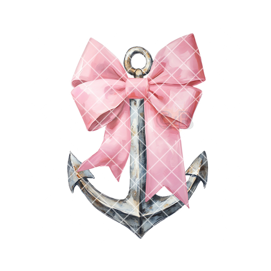 Anchor With Pink Bow PNG