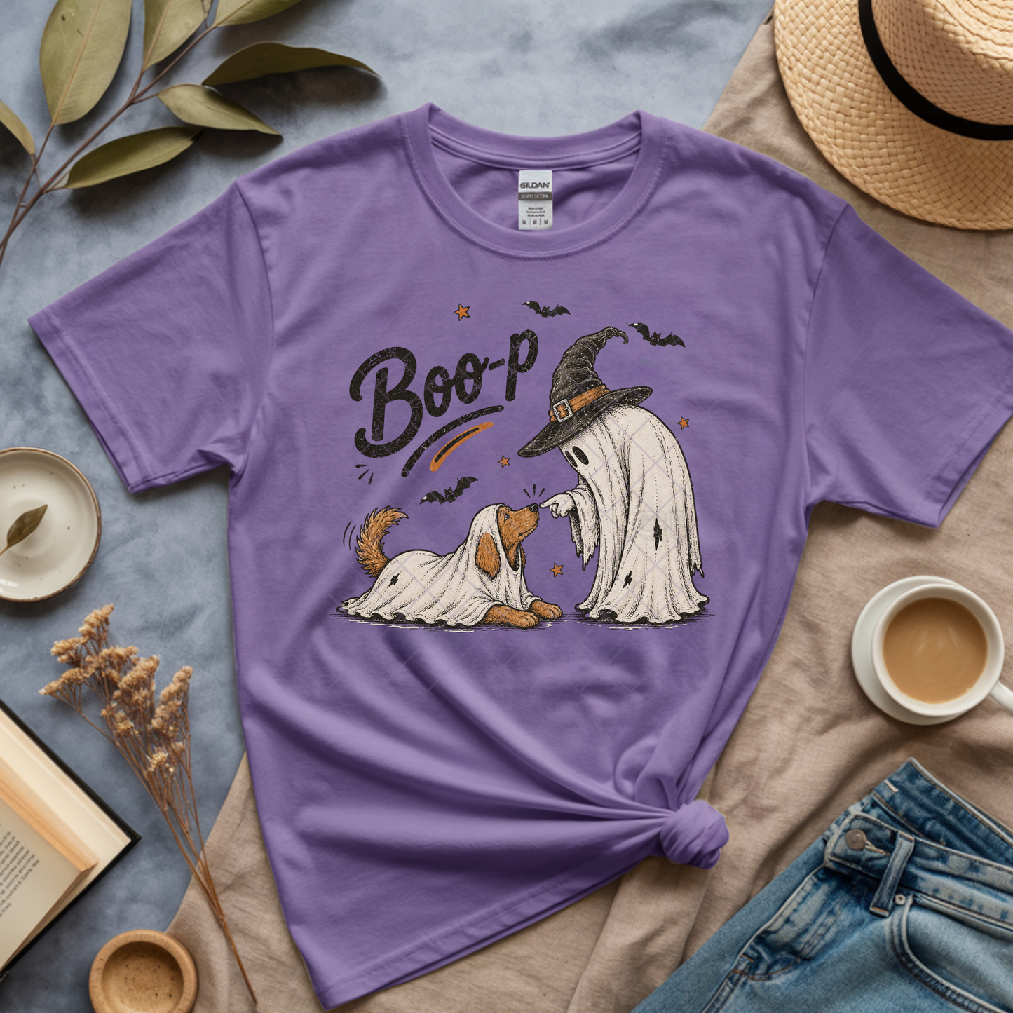 Boo-P Dog and Ghost - Premium Graphic T-Shirt for Casual Wear