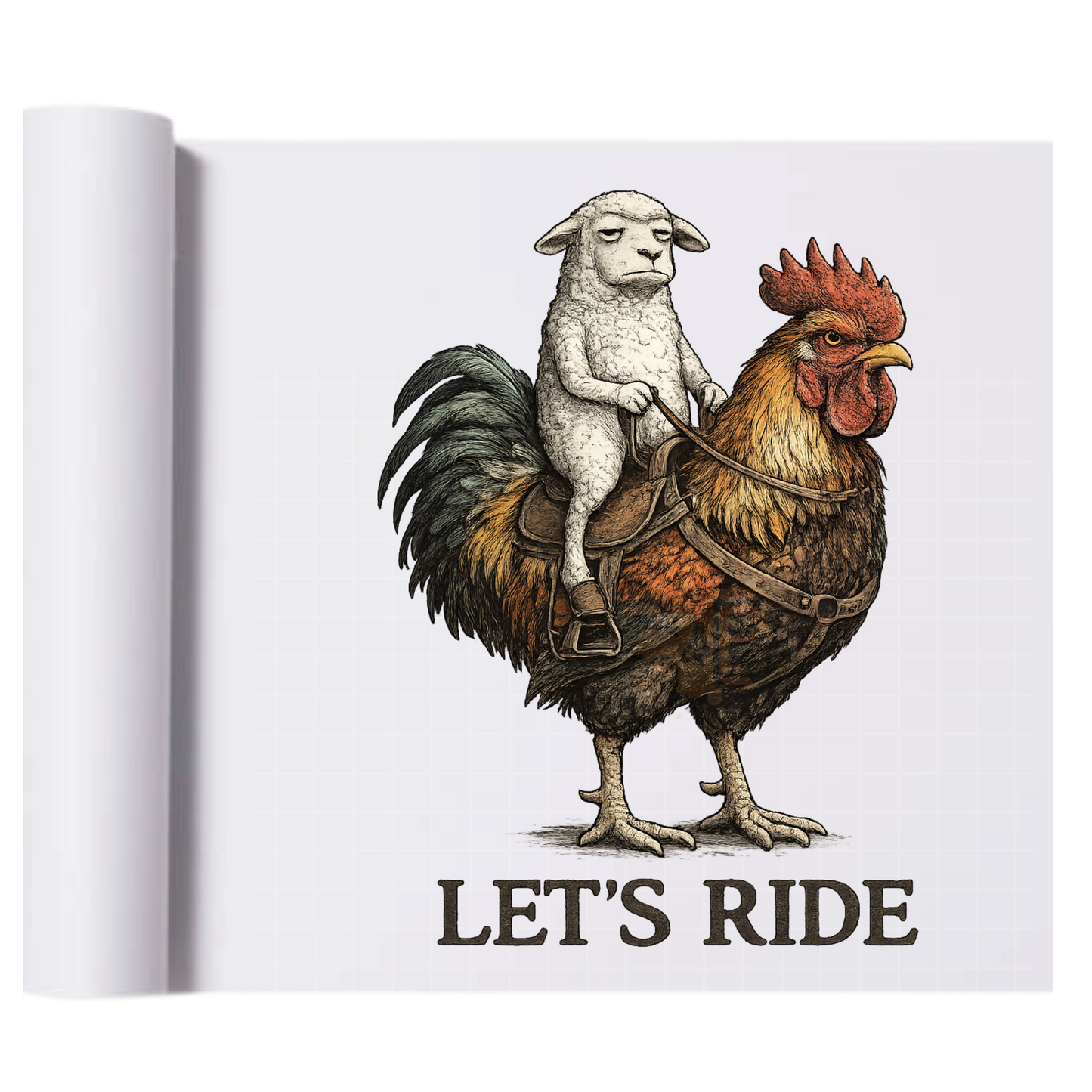 Let’s Ride Sheeple - Direct Print Film Transfer for T-Shirts, Cotton, Polyester & Blends - High-Quality Print