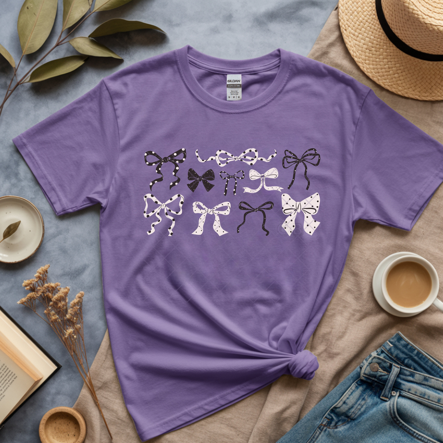 Dark Grey and White Bow Set - Premium Graphic T-Shirt for Casual Wear
