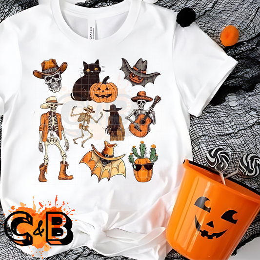 Western Skeletons Halloween T-Shirt