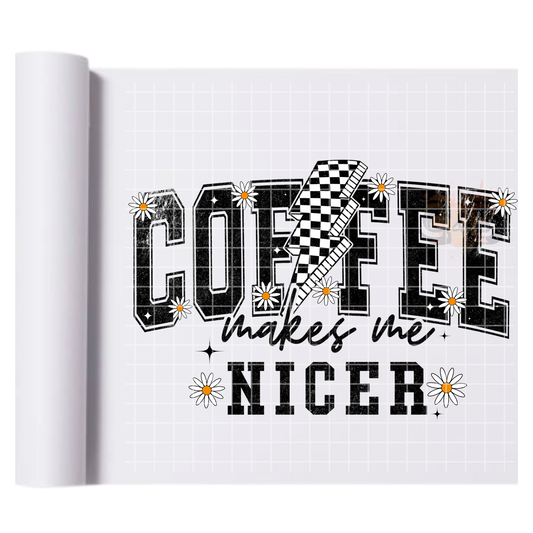 Coffee Retro Checkered Bolt DTF Transfer