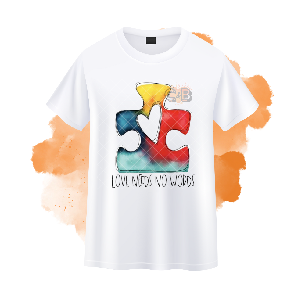 Love Needs No Words Puzzle Piece T-Shirt