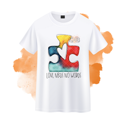 Love Needs No Words Puzzle Piece T-Shirt