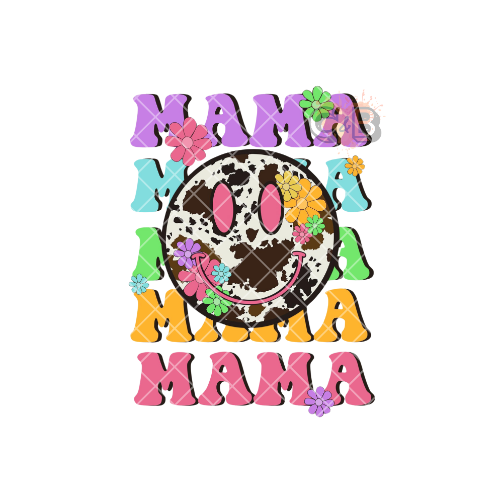 MAMA Cow Print Smiley PNG