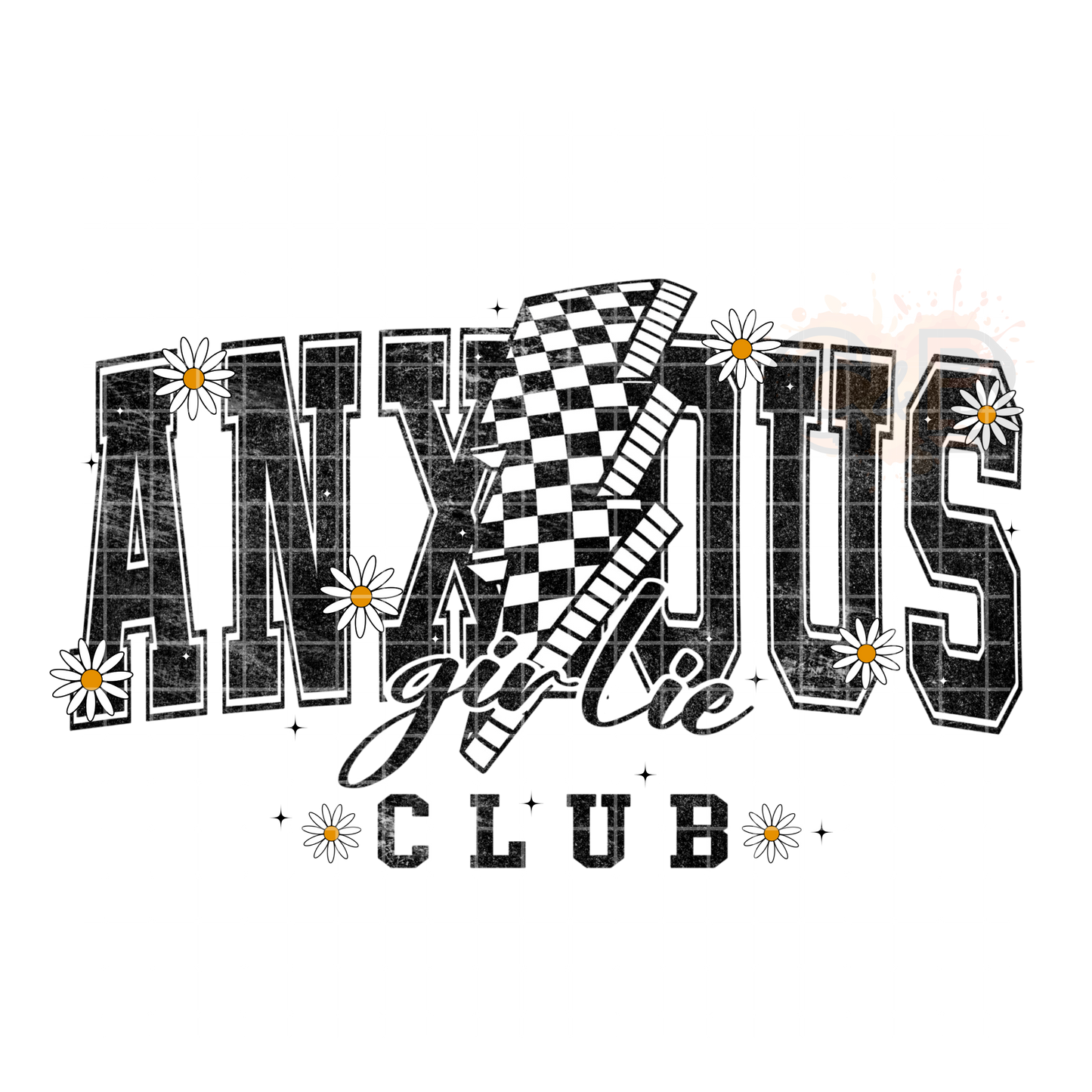 Anxious Retro Checkered Bolt PNG