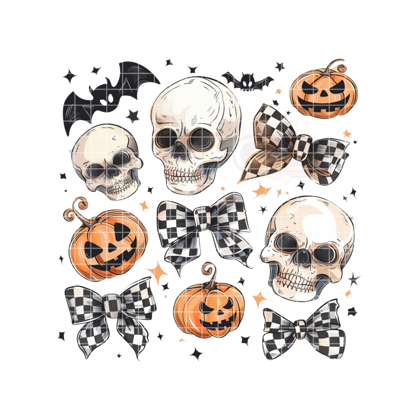 Halloween Skulls Bows Pumpkins & Bats T-Shirt