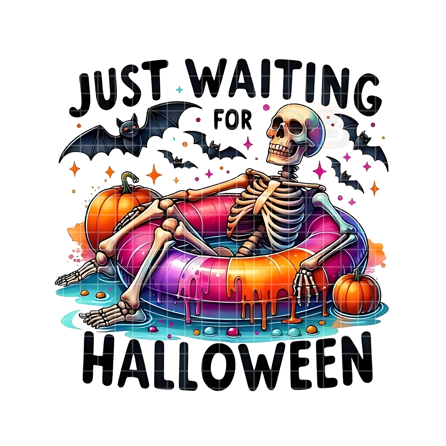 Just Waiting For Halloween Floating Skeleton PNG