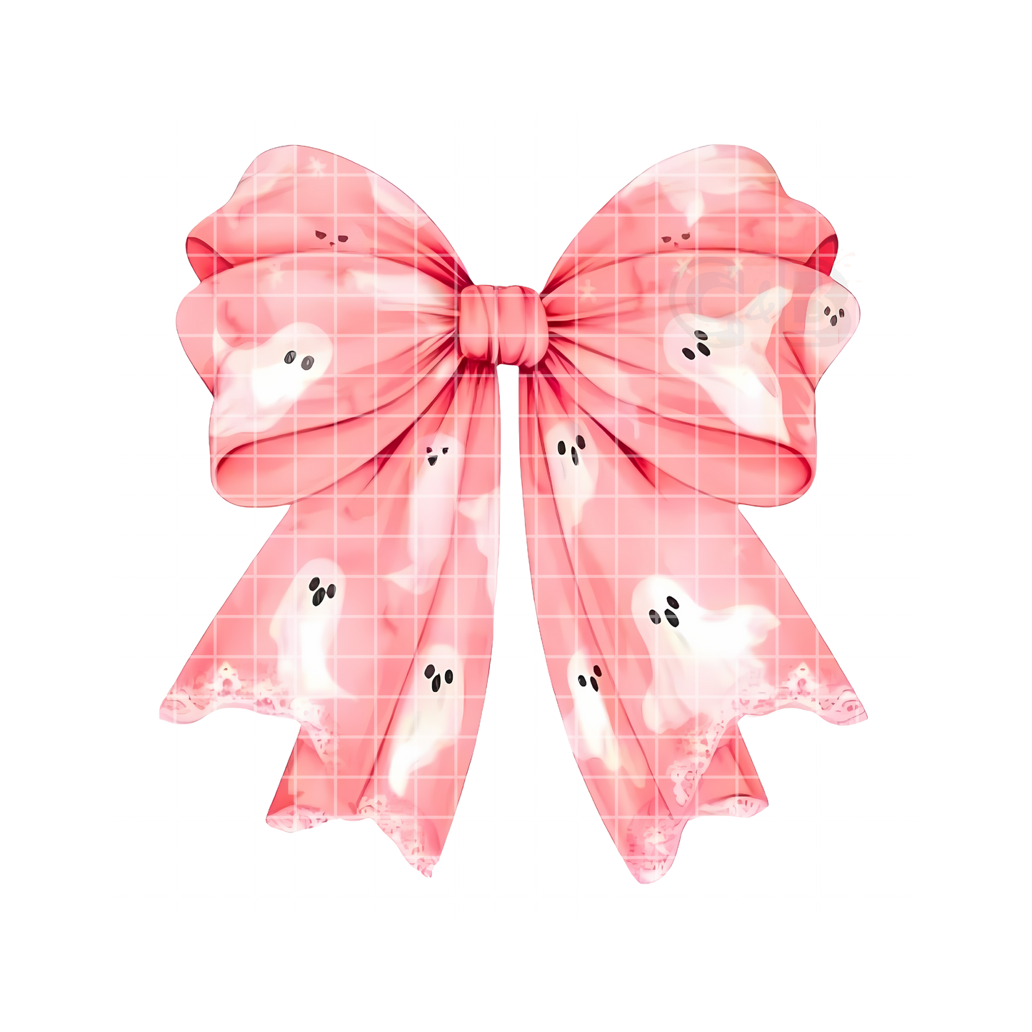 Halloween Pink Ghost Lace Bow PNG