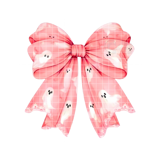 Halloween Pink Ghost Lace Bow PNG