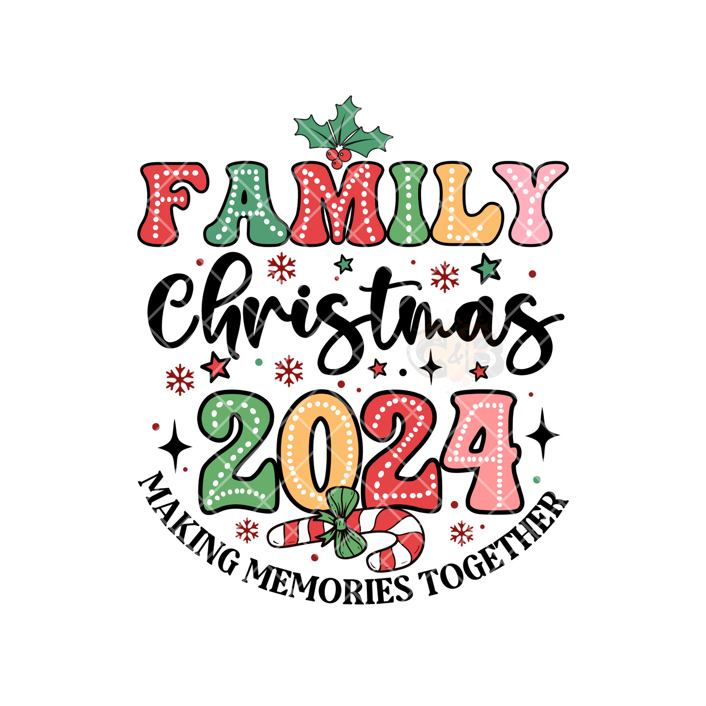 Family Christmas 2024 Dots PNG