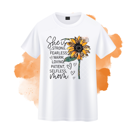 She Is Strong Sunflower Mom T-Shirt