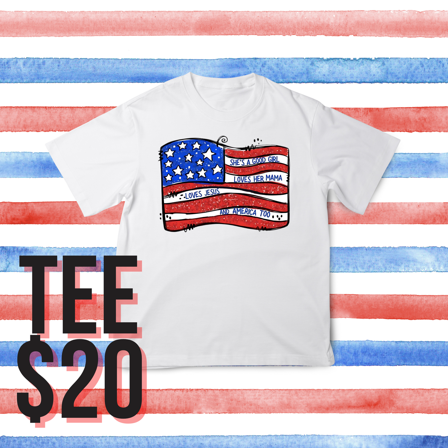 Glitter America Flag T-Shirt