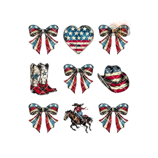 USA Bows Boots Hat PNG