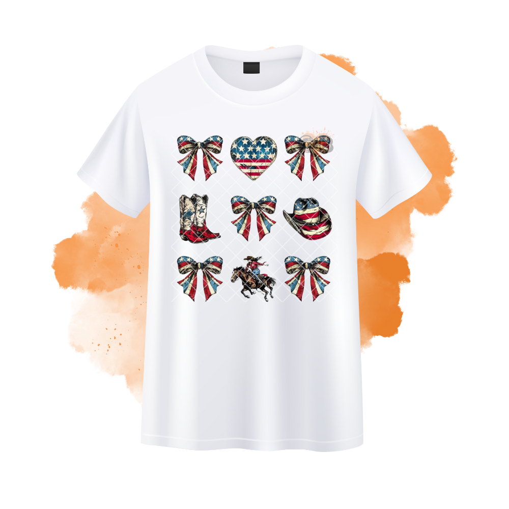 USA Bows Boots Hat T-Shirt