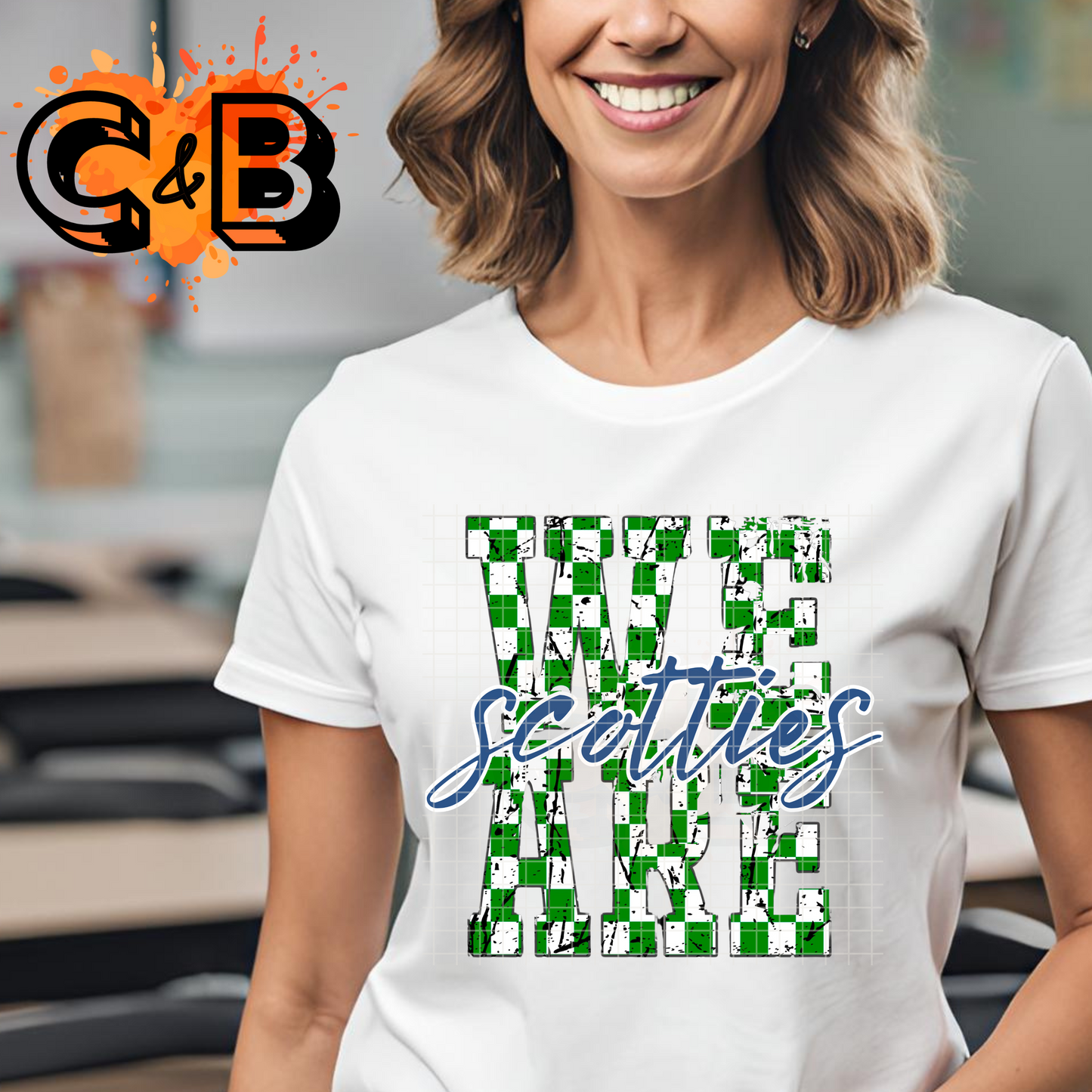 Custom School Name Checkered WE ARE T-Shirt