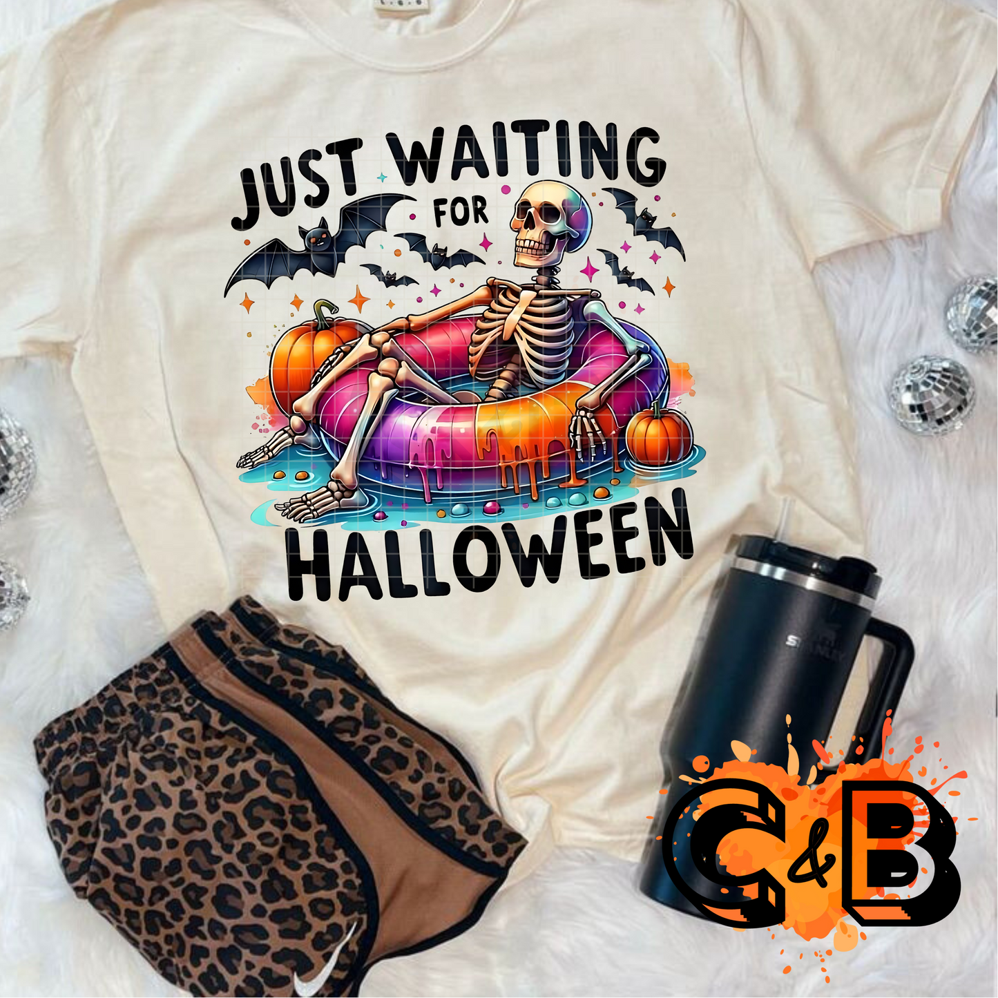 Just Waiting For Halloween Floating Skeleton T-Shirt