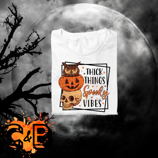 Thick Thighs Spooky Vibes Halloween T-Shirt