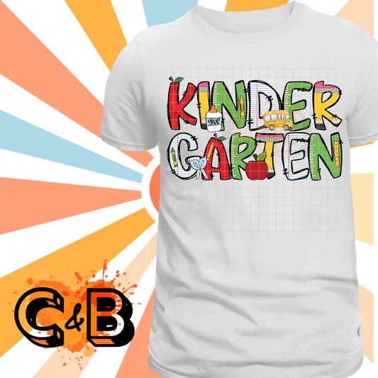 Kinder Garten Teacher Font T-Shirt