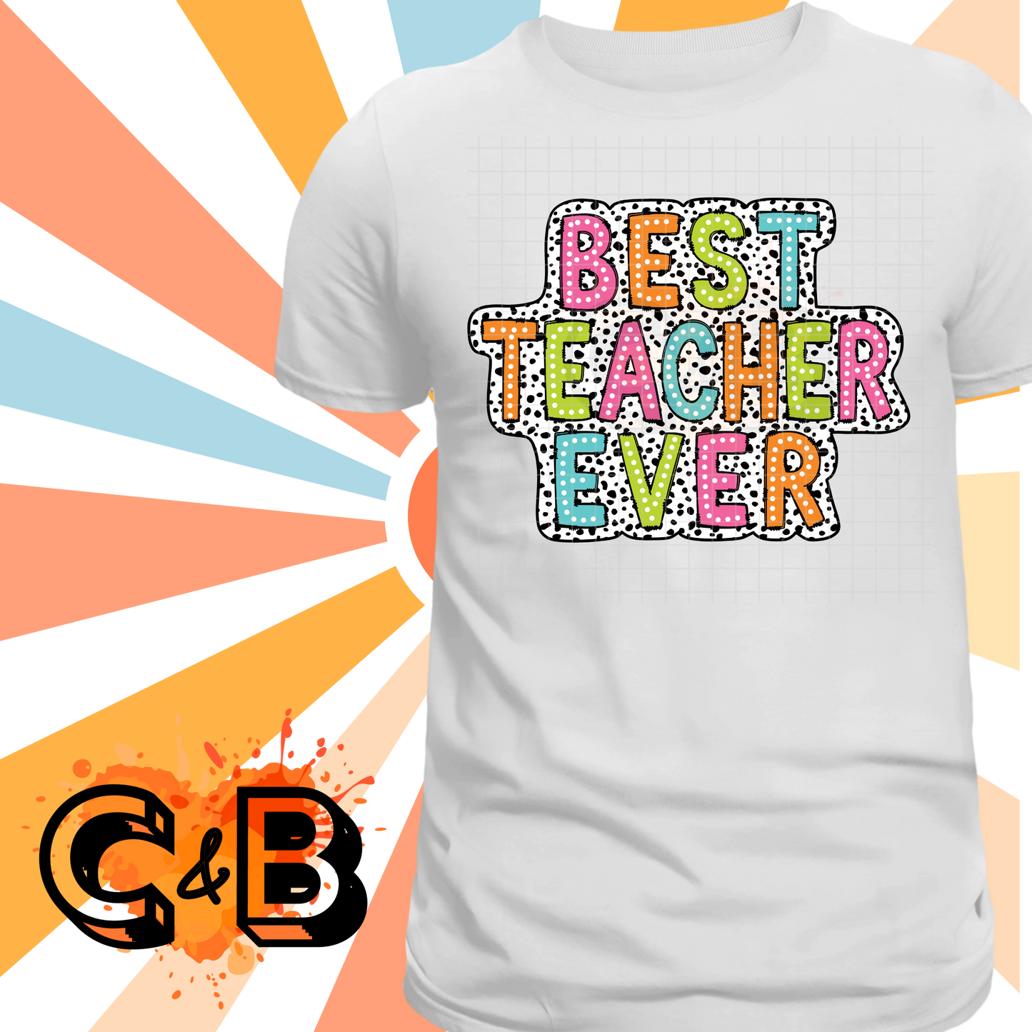 Best Teacher Ever Colorful Cowprint T-Shirt